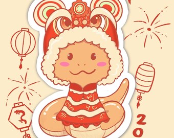 Lion Dance Snake Sticker - Lunar New Year Celebration - Year of the Snake!