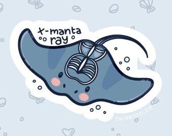 X-Manta Ray Cute Manta Ray Vinyl Water Resistant Sticker - Donation to RAD-AID - Radiology - Gift