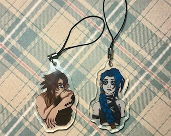 Charms de téléphone inspirés des arcanes - Vi et Jinx