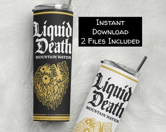 Liquid Death Tumbler Designs | Seamless Sublimation Design |2 Designs included|Black and White| Trending | New | Full Wrap | Mounitain Water