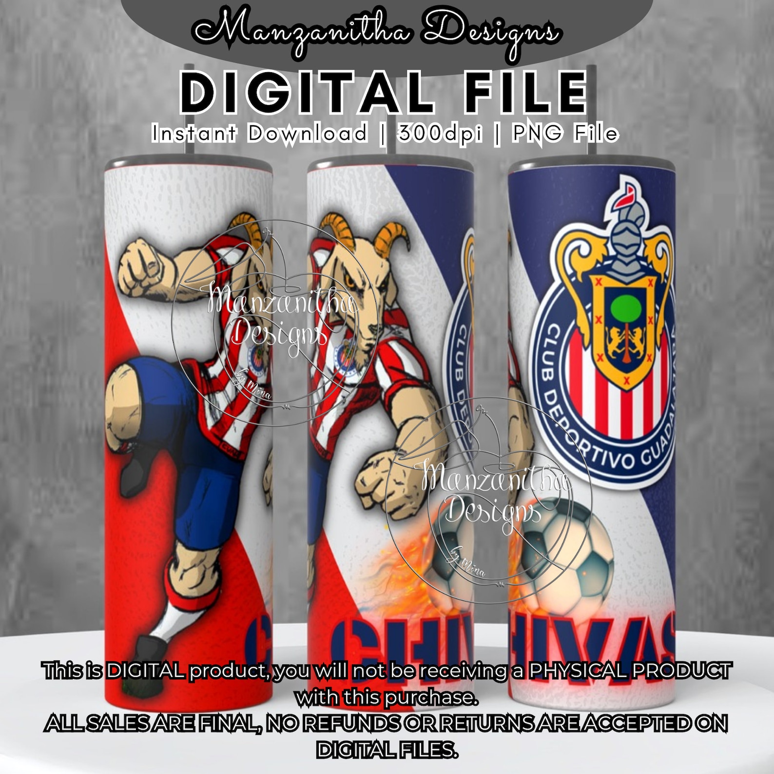 Chivas De Guadalajara Sublimation Tumbler Full Wrap | 20 Oz Straight ...
