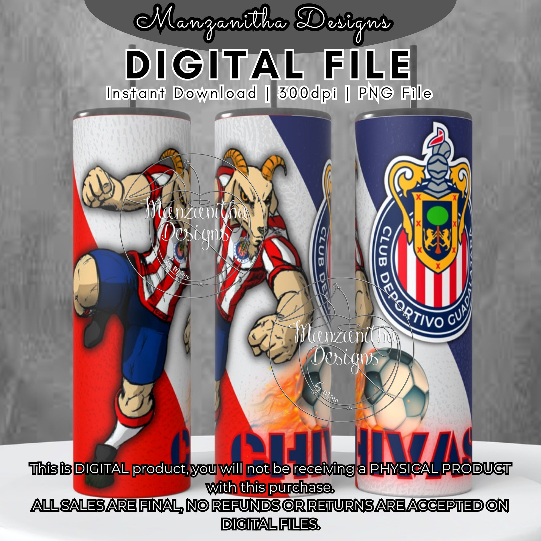 Chivas De Guadalajara Sublimation Tumbler Full Wrap | 20 Oz Straight ...