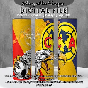 Club America Sublimation Tumbler Full Wrap / 20 oz Straight Tumbler Wrap / Nuevo / Tendencias / Los más vendidos / América / Futbol / Fútbol / FC