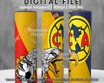 Club America Sublimation Tumbler Full Wrap | 20 oz Straight Tumbler Wrap | New | Trending | Best Sellers | America | Futbol | Soccer | FC