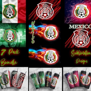 Vaso de sublimación Selección Mexicana / Envoltura completa / Paquete de 7 diseños + PNG gratis / Fútbol / México