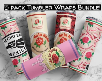 Mazapan Sublimation Tumbler Bundle | Mexican Candy | Seamless Sublimation Tumbler | Full Wrap | De La Rosa | Dulce Mexicano | 5 Pack Bundle