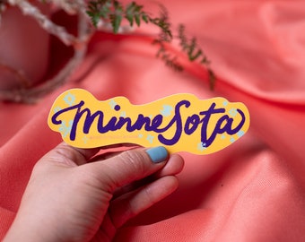 Minnesota purple and gold Sticker- 3.5" Waterproof Sticker | Matte Sticker| Hand Drawn | Vinyl Sticker