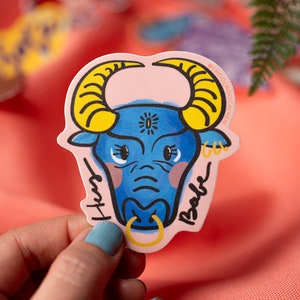 Babe the Blue Ox Sticker 3 Waterproof Sticker Matte Sticker Hand Drawn Vinyl Sticker image 1