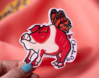 Charlie Pig Sticker- 3" Waterproof Sticker | Matte Sticker| Hand Drawn | Vinyl Sticker