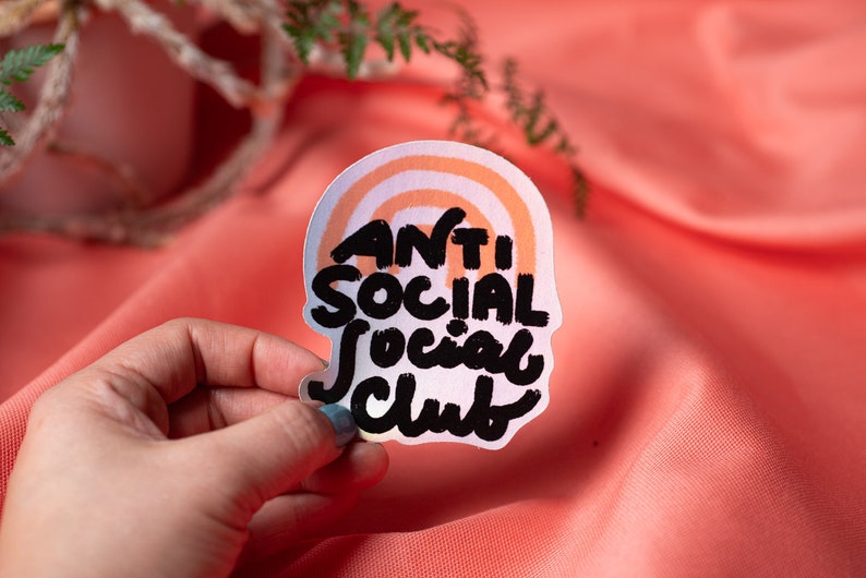 AntiSocial Social Club 3 Waterproof Sticker Matte Holographic Sticker Hand Drawn Vinyl Sticker afbeelding 2