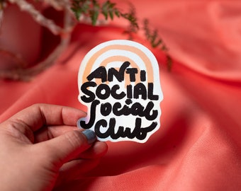 AntiSocial Social Club 3" Waterproof Sticker | Matte Holographic Sticker| Hand Drawn | Vinyl Sticker