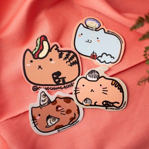 Cat with Asian Food Waterproof Sticker Matte Sticker Hand Drawn Vinyl Sticker Buy All 5 Stickers