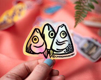 Milk Fish Heads 2.5" Waterproof Sticker | Glossy Holographic Sticker| Hand Drawn | Vinyl Sticker