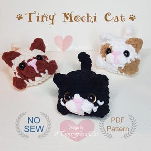 No-sew 3 in 1 Mochi Cat Amigurumi Crochet Pattern Bundle: Spotted cat, Tuxedo cat, Birman cat | Mini Cute Cats Amigurumi English PDF Files