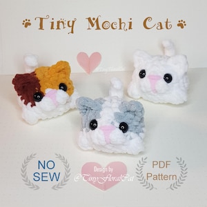 NO SEW 3 in 1 Mochi Cat Amigurumi Crochet Pattern Bundle: Solid cat, Bicolor cat and Calico cat | Mini Cute Cats Amigurumi English PDF Files