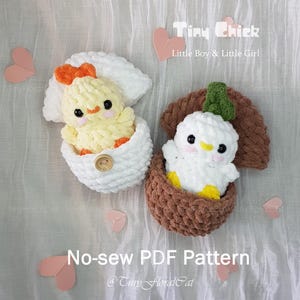 Modèle au crochet Poussins à éclore sans couture : peluche interactive (fichier PDF)