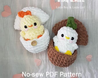 Modèle au crochet Poussins à éclore sans couture : peluche interactive (fichier PDF)