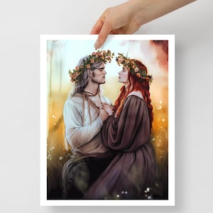 Pagan Art Print - Beltane Inspired - Spring May Day - Goddess and God - Consort | joining together in spring | horned god | mother goddess