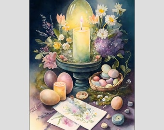 Ostara Altar Art Print: Spring Equinox Sabbat Decor