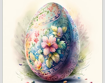 Ostara Altar Art: Painted Egg, Spring Equinox Decor