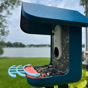 Curved Perch for Bird Buddy Feeder (Light Blue)