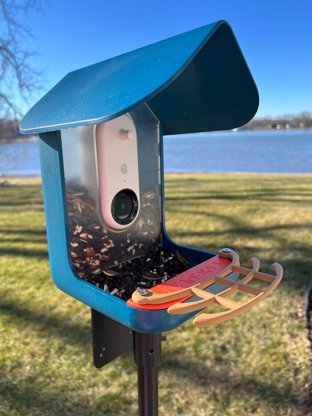 Bird Buddy Perch Curved Design in Brown Etsy
