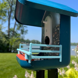 Country Fence & Perch Combination for Bird Buddy Feeder (light blue)