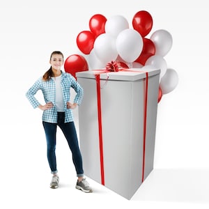 Extra Large Gift Box 29x29x56&quot;—Giant, Jumbo, White Gift Box w/ Lid for Big Gifts, NO Bottom | Birthday Surprise, Special or Unique Occasions