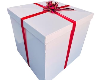 Caja de regalo extragrande de 71 x 71 x 71 cm: caja de regalo gigante blanca con tapa para regalos grandes, sorpresas de cumpleaños, ocasiones especiales y celebraciones únicas.