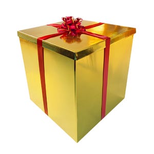 Extra Large Gift Box 28x28x28&quot;—Giant, Jumbo, Gold Gift Box w/ Lid for Big Gifts | Birthday Surprise, Special Occasions, Unique Celebrations