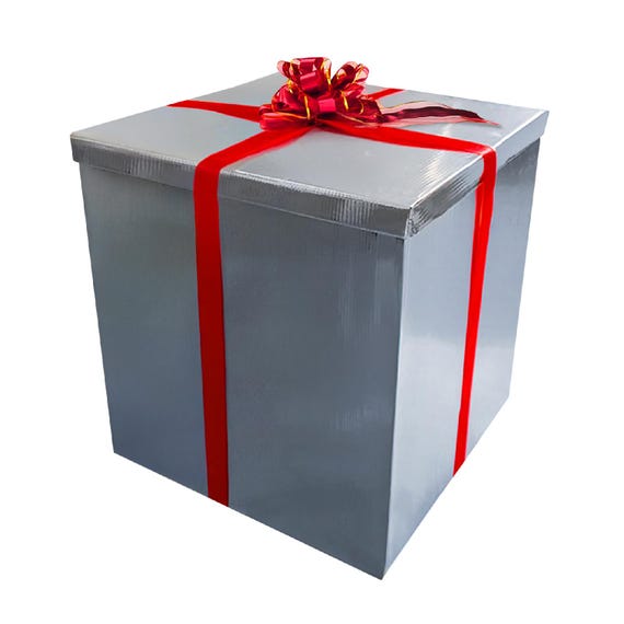 Extra Large Gift Box 28x28x28"—Giant, Jumbo, Silver Gift Box w/ Lid for Big Gifts | Birthday Surprise, Special Occasion, Unique Celebrations