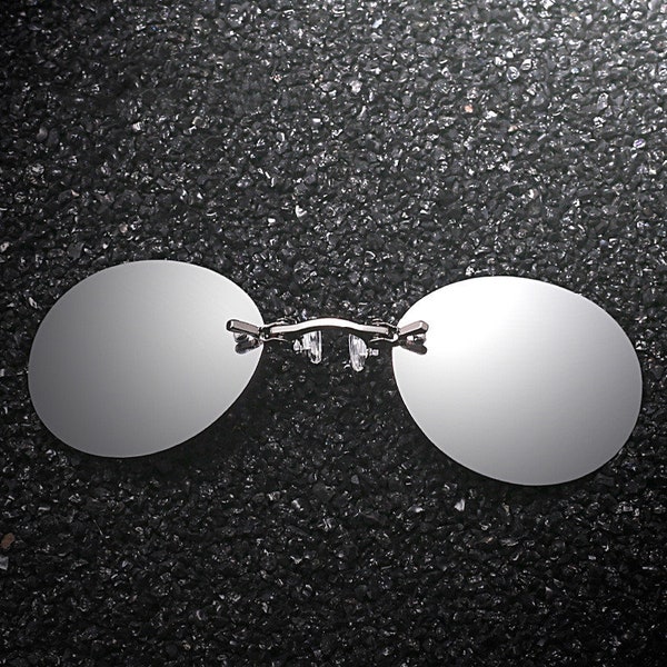 2021 Classic Round Clip On glasses Frameless Clip-nose Round Clip-on Glasses  Matrix Morpheus Sunglasses Retro Mini Clip-nose Sunglasses