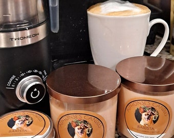 Barista Scented Candle | Soy Wax | Coffee Candle | 3 Wick | 16 Ounce, 8 Ounce and 4 Ounce Candle (16oz/1lb)(8oz) (4oz)