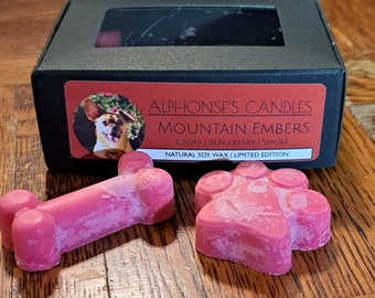 Mountain Embers Wax Melts | Musk and Smoke Scented | 6 Pieces | Dog Shaped Wax Tarts | Soy Wax | Highly Fragranced
