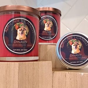 Dynasty Scented Candle | Ginger, Saffron, and Orange | Soy Wax | 8 Ounce and 4 Ounce Candle (8oz) (4oz)