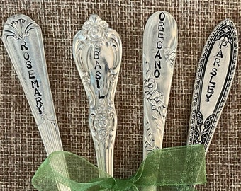 Set of 4 Antique Flatware Garden Markers