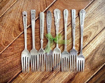 Set of 8 Hand Stamped Vintage Garden Markers