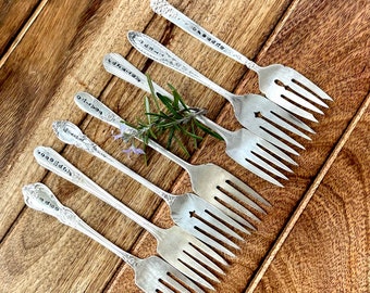 Set of 7 Hand Stamped Herb Markers