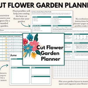 Cut Flower Garden Planner Bundle | Garden Journal | Garden Planner | Printable Garden Calendar | Garden Printable | Bright Floral Art