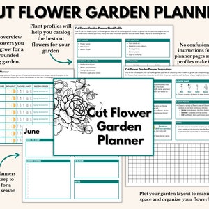 Snijbloementuinplannerbundel | Tuindagboek | Tuinplanner | Afdrukbare tuinkalender | Tuin afdrukbaar | Lijn getrokken bloemsierkunst