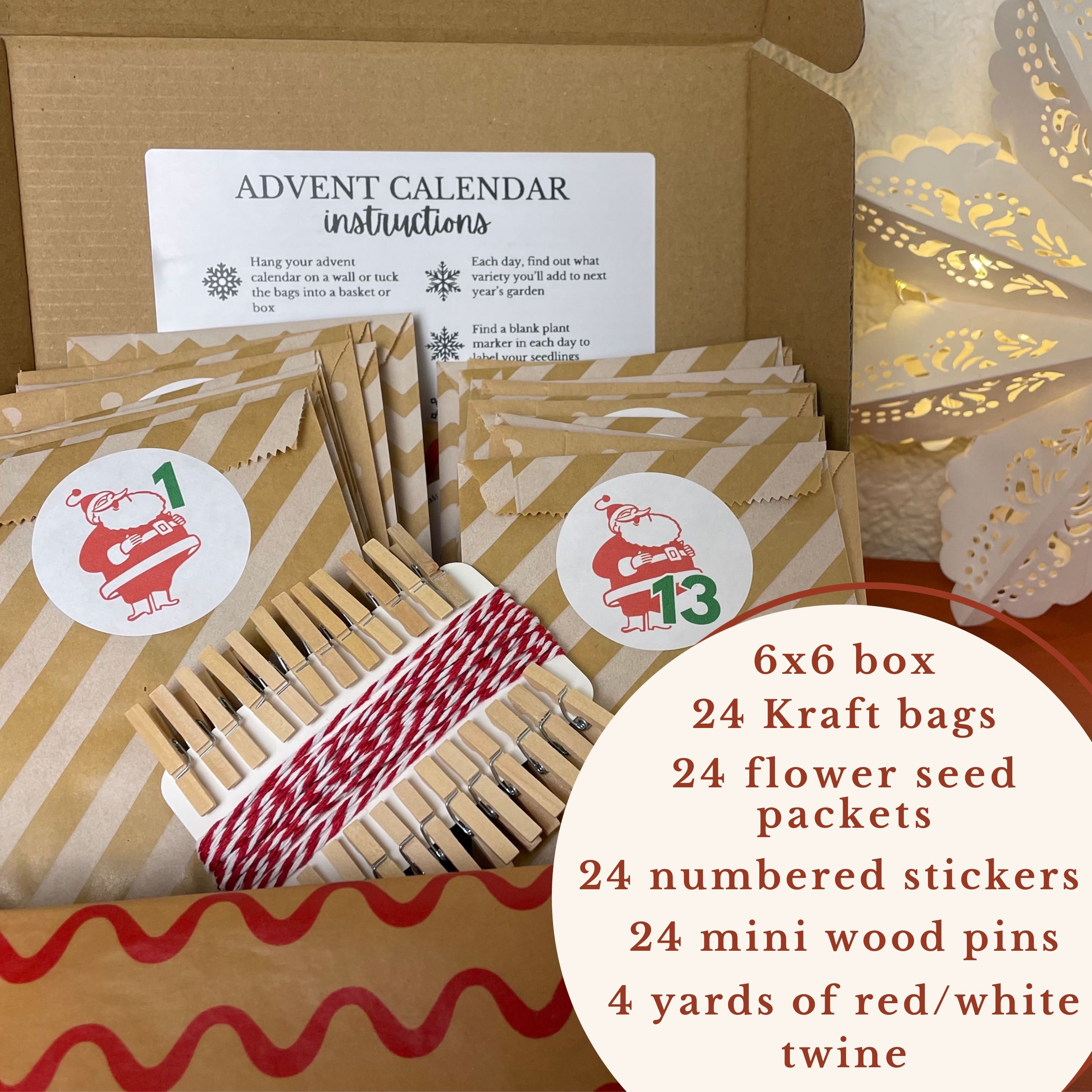 Advent Calendar for Gardeners With 24 Flower Seed Packets to Countdown