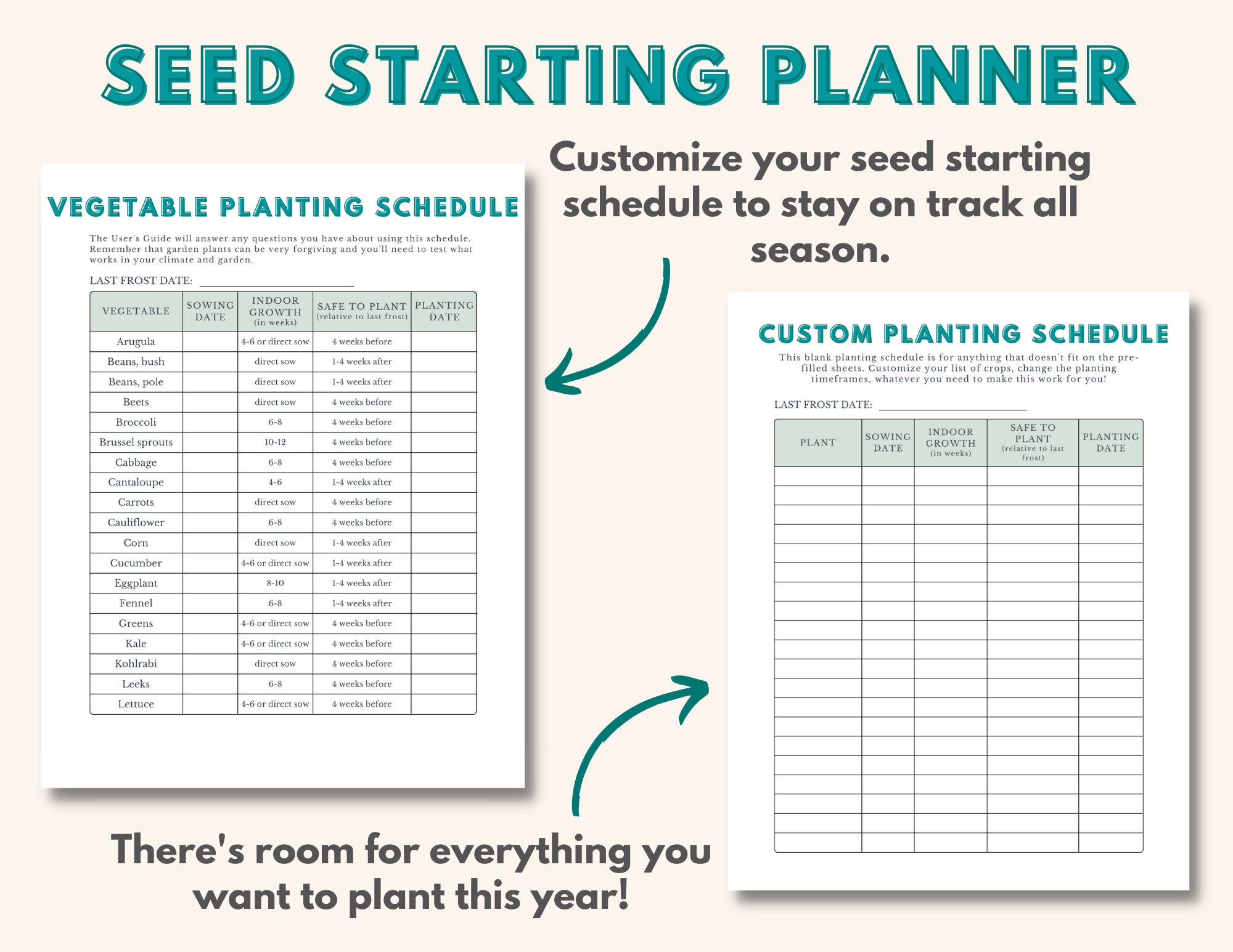 Seed Starting Planner Printable Calendar for Gardeners Digital Download ...