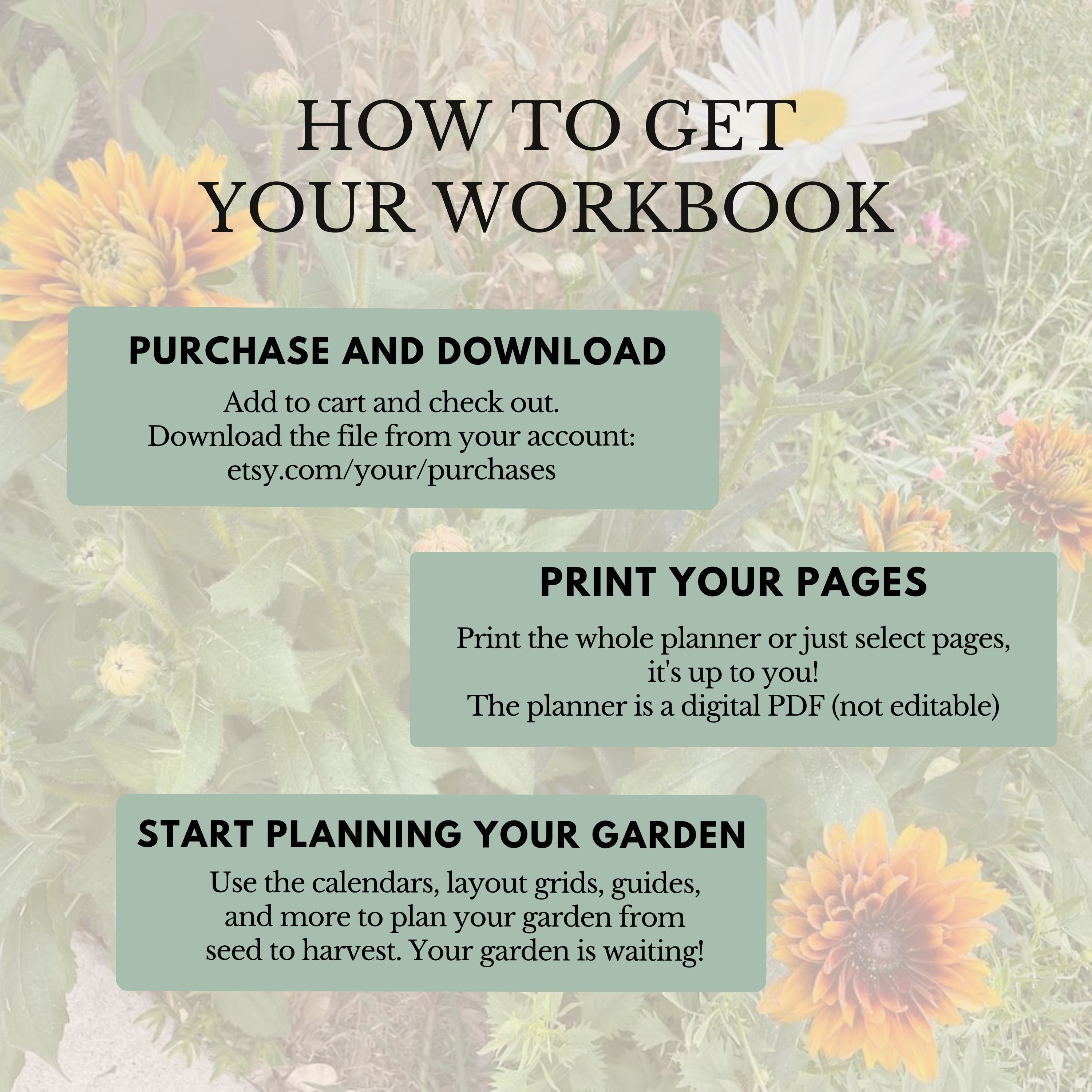 Cut Flower Garden Planner With Seed Starting Calendar, Garden Layout