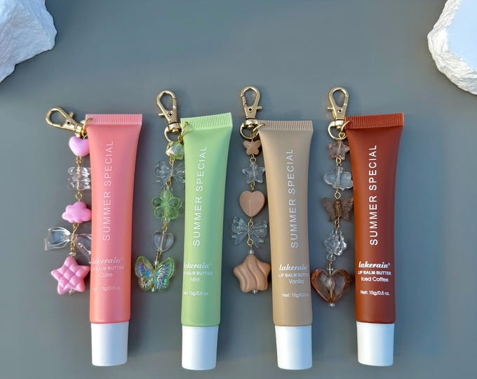 Lipgloss WITH charms | Party Favors | Girls Women Summer Special Lipgloss | Bridesmaids | Stocking Stuffer | Keychain Charm | Christmas Gift