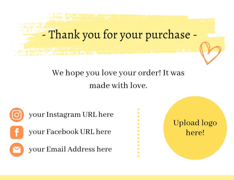 Thank You Business Card Template Etsy Thank You Business Card Template Etsy