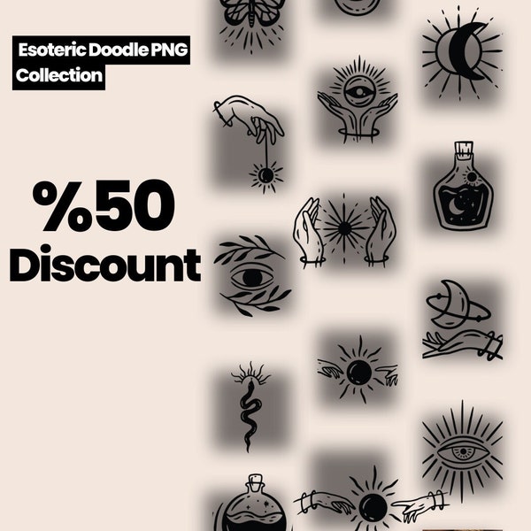 Esoteric Doodle PNG Collection 15 High-Resolution Vector Images with Transparent Backgrounds