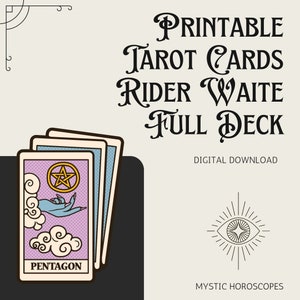 Afdrukbare tarotkaarten - Rider Waite Full Deck, downloadbare tarotkaarten, digitale download