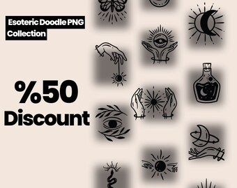 Esoteric Doodle PNG Collection 15 High-Resolution Vector Images with Transparent Backgrounds