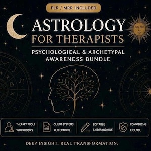 Kit de astrología para terapeutas con derechos de reventa (PLR), paquete de astrología psicológica y herramientas de terapia junguiana.