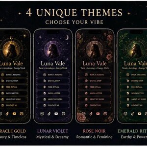 Mystic Link in Bio HTML Template Bundle, 4 Spiritual Website Templates, Linktree Alternative for Instagram TikTok, Tarot Reader, Astrologer, Coach
